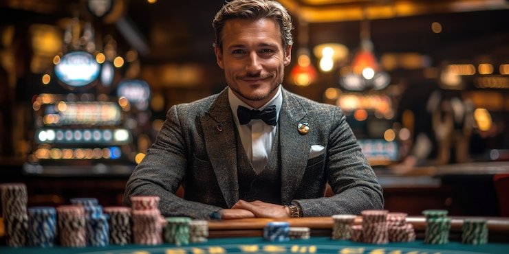 Antarmuka meja Poker Indonesia coklat77 menampilkan kartu pemain, pot, dan kontrol taruhan